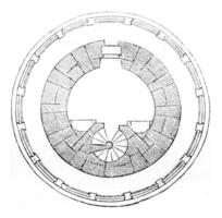 horizontal section dans le plus haut la tour, ancien gravure. photo