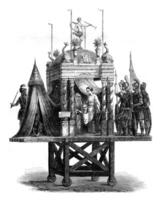 une torche procession de le fête Dieu a les colères, ancien gravure. photo