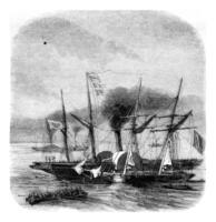 croisière navires dans le méditerranéen, ancien gravure. photo