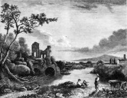 paysage par Richard Wilson, ancien gravure. photo