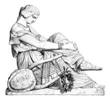 Sappho, dernier statue de pradier, ancien gravure. photo