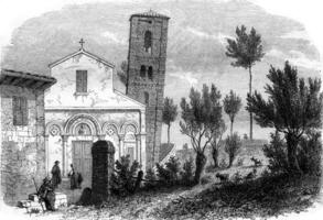 le penché la tour de san michele degli scalzi, près pise, ancien gravure. photo