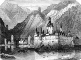 le Palatinat, Rhin château, ancien gravure. photo