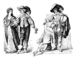 gentilhomme conduite une 1636 campagne mariée, Louis xiii création une Chevalier de le saint esprit dans 1633, ancien gravure. photo