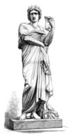 1861 sculpture montrer, virgile statue par Thomas, ancien gravure. photo