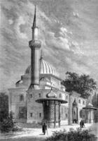 monde exposition, mosquée dans le parc, ancien gravure. photo