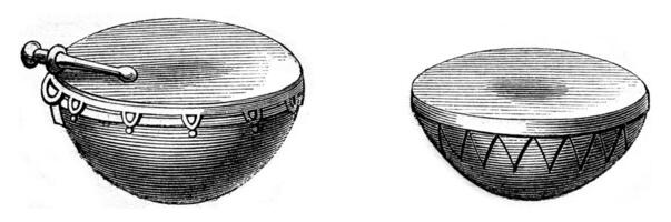 ancien timbales pour danse, ancien timbales pour guerre, ancien gravure. photo