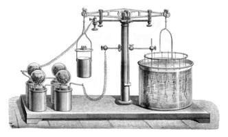 monde expo 1867. m. argométrique équilibre de placenet, ancien gravure. photo