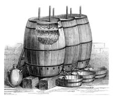 en train de préparer vinaigre, ancien gravure. photo