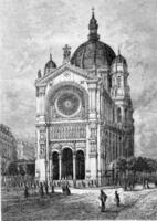 le église saint-augustin dans Paris, ancien gravure. photo