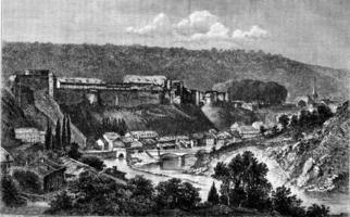 général vue de bouillon, Belgique, ancien gravure. photo