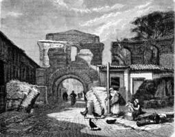 ruines de une romain cirque, mentionné palais Gallien dans Bordeaux, ancien gravure. photo