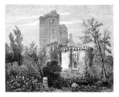 le Château de lavardin. - dessin tirpenne, ancien gravure. photo