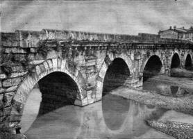 le pont de auguste dans Rimini, ancien gravure. photo