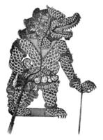 Javanais théâtre, vikata, le wayang-purwa personnage, ancien gravure. photo