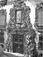 porte de le Hôtel de le marquis de dos eau, valence, ancien gravure. photo