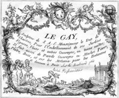 le adresse carte de gay, sculpteur de le dix-huitième siècle, ancien gravure. photo