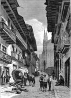 haute rue, Majeur de Hondarribia, ancien gravure photo