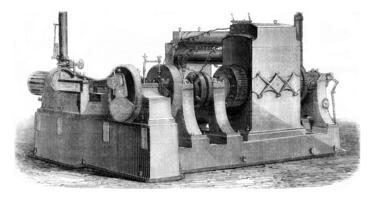 électrodynamique edison machine, ancien gravure. photo