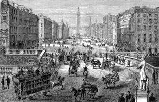 vue de Dublin, dessin de sellier, ancien gravure. photo