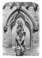 le harpe joueur, Accueil de les musiciens, dans Reims, ancien gravure. photo