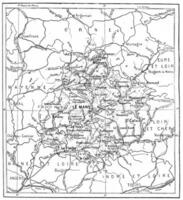 carte de département de sarthe ancien gravure photo