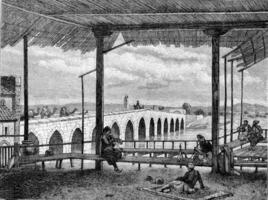 le pont de Adana, ancien gravure. photo