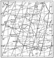 carte de le déclinaison de le la terre magnétique champ plus de France, ancien gravure photo