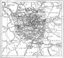 carte de département de seine-et-oise, France, ancien gravure. photo