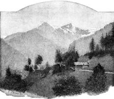 chaîne de la Jungfrau, ancien gravure. photo