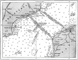 carte de détroit de pas-de-calais, ancien gravure. photo