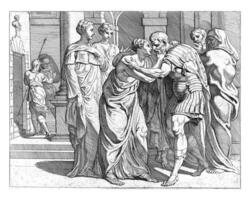 Ulysse et Pénélope étreinte chaque autre, ancien illustration. photo