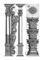 Colonnes et capitales de le corinthien commande, Johann christophe feinlein, ancien illustration. photo