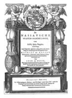 Titre page de Adam van breens de nassausche wapen-handelinge, ancien illustration. photo