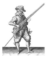 soldat en portant le sien mousquet, ancien illustration. photo