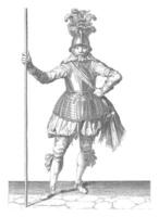 soldat, vu de le devant, en portant le sien lance droit, ancien illustration. photo