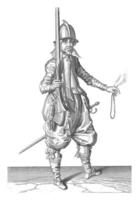 soldat en portant le sien gouvernail droit avec le sien droite main, ancien illustration. photo