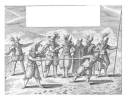 le bataille pour le d'or bâton, ancien illustration. photo