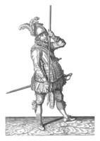 soldat en portant le sien brochette, ancien illustration. photo