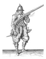 soldat soufflant des étincelles de le la poêle de le sien gouvernail, ancien illustration. photo