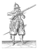 soldat soufflant poudre à canon de le sien gouvernail, ancien illustration. photo