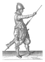 soldat tirant le sien baguette en dehors de le gouvernail, ancien illustration. photo