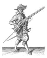 soldat en portant le sien mousquet, ancien illustration. photo