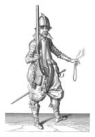 soldat en portant le sien gouvernail droit avec le sien droite main, ancien illustration. photo