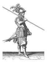 soldat porter le sien brochette sur le sien droite épaule, ancien illustration. photo