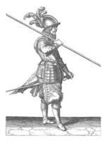 soldat porter le sien brochette sur le sien droite épaule, ancien illustration. photo