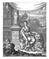 Titre page pour indice Batavicus, ou Nom faire défiler de le batavise et néerlandais écrivains, Hillebrand van der aa, après willem van Miéris, 1701 photo