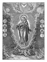vierge Marie flanqué par symboles de le laurétane litanie, hiéronyme Wierix photo