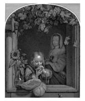 garçon soufflant bulles dans fenêtre ouverture, maurice tache, après français van miéris je, 1763 - 1818 photo