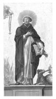 Saint dominic avec chapelet et orbe et chien photo